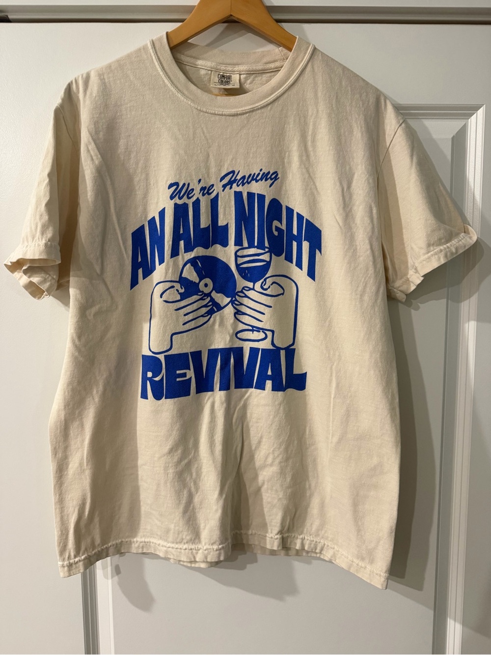 Charlie Southern An All Night Revival Graphic Tee - Cream with Blue Print